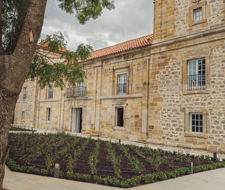 Exterior façade of the Palacio de los Acevdeo in Hoznayo