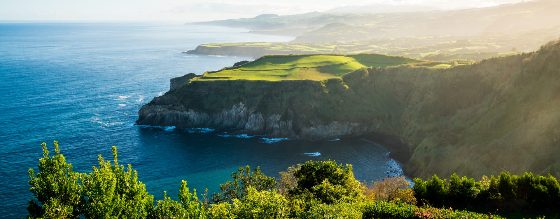 Panoramic view of the cliffs along the coastline